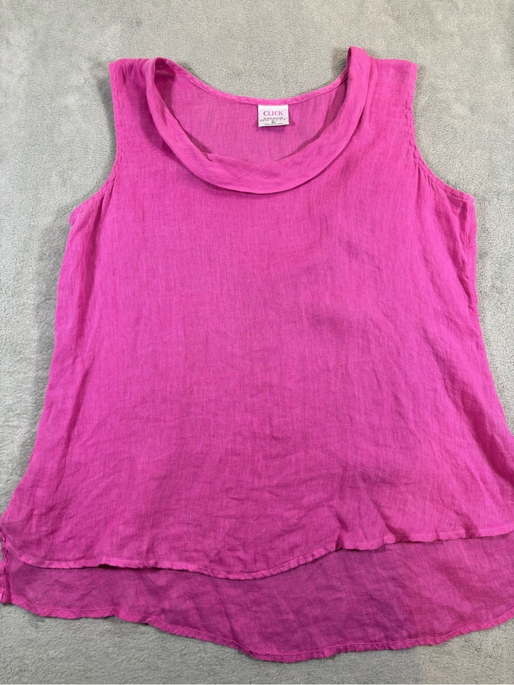 Click by Color Me Cotton Pink 100% Linen Tank Top Size Large Made in USA